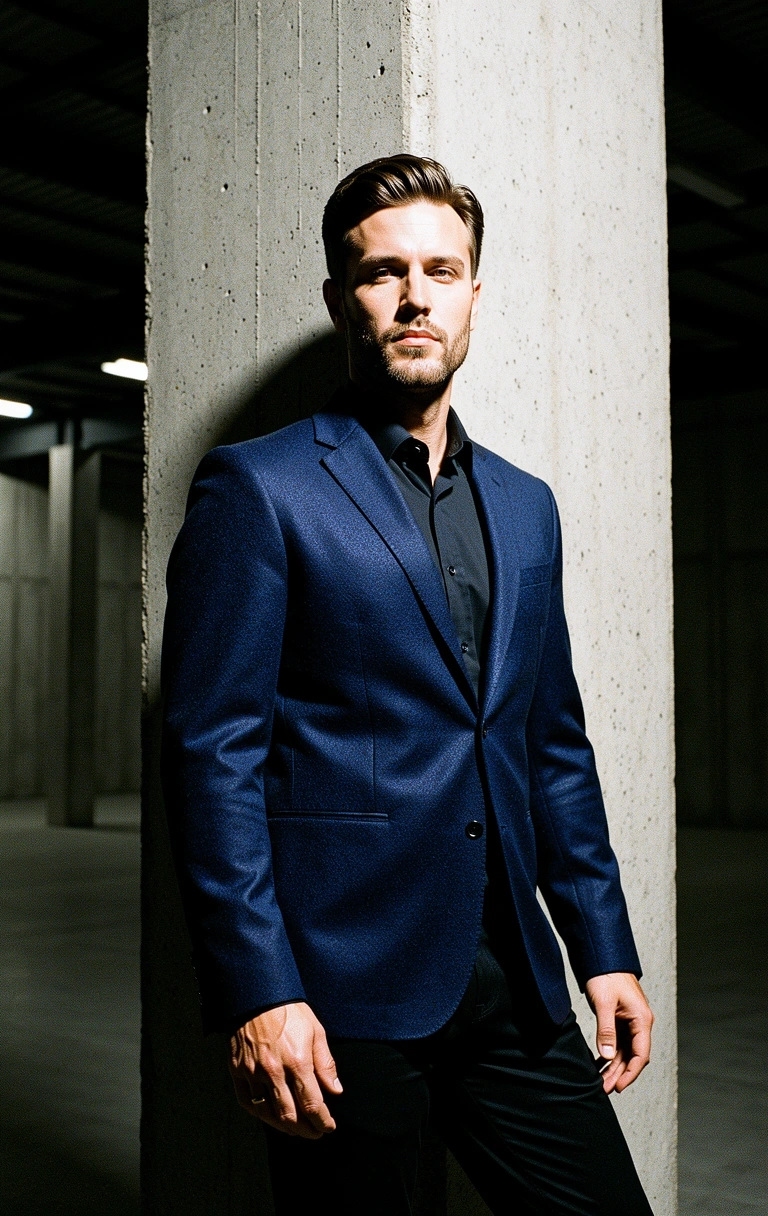 Moderner Mann in strukturierter Kleidung